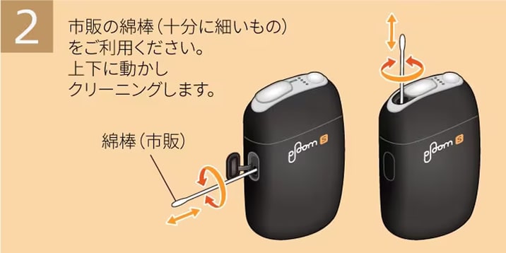 綿棒でクリーニングする様子