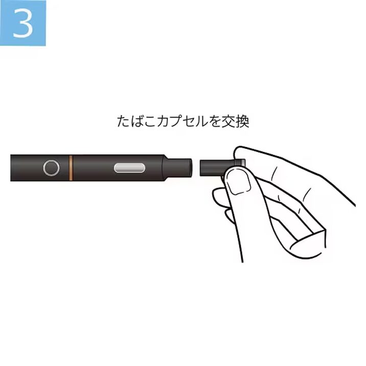 新しいたばこカプセルを装着する様子